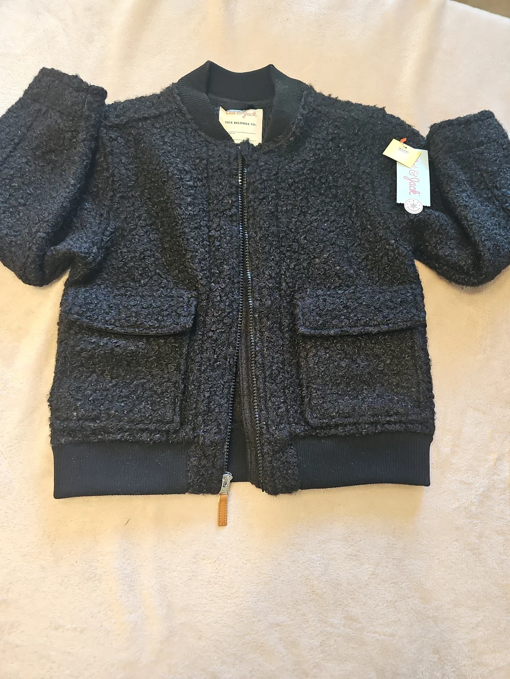 Cat & Jack Black Sherpa Bomber Jacket